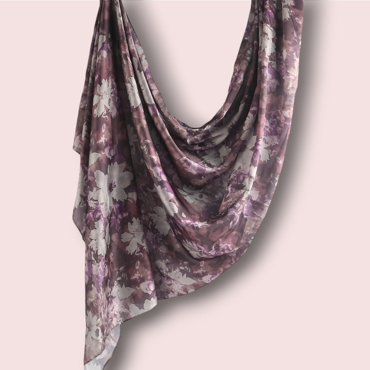 Hijab Satin Black Flowers